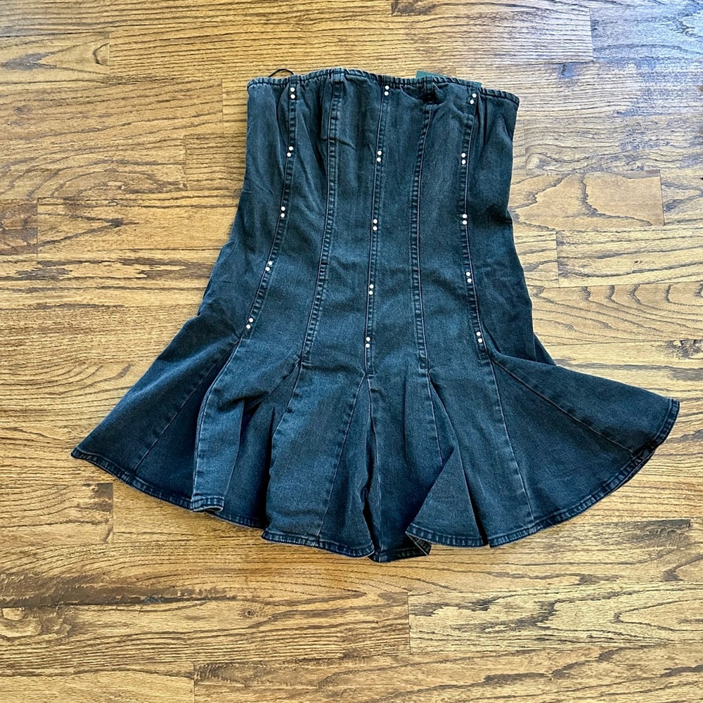 Wild Fable black wash denim strapless dress NWT A Line Medium